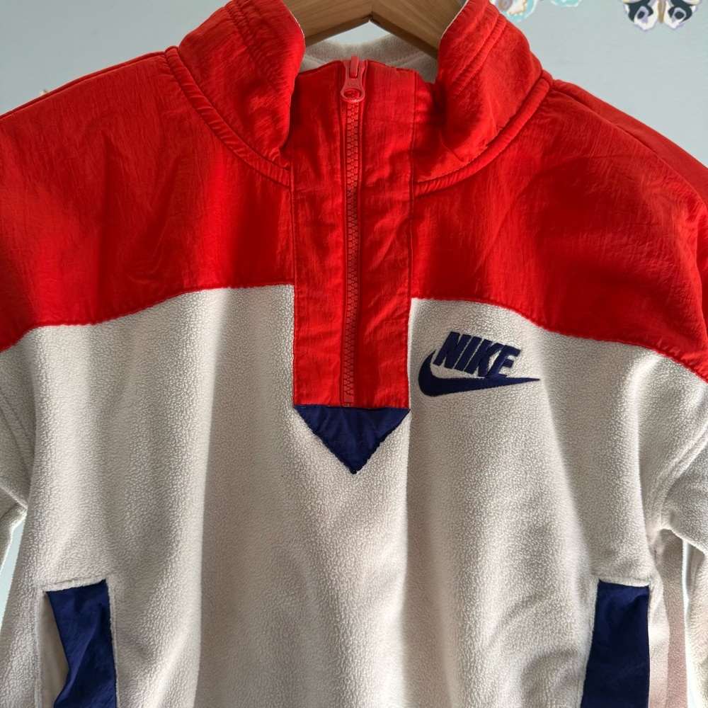 Nike Women's Red & White Half-Zip Fleece Pullover